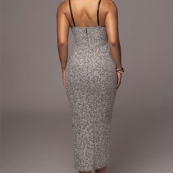 JLUX LT. Grey Royal Tweed Midi Dress - Picture 2 of 6